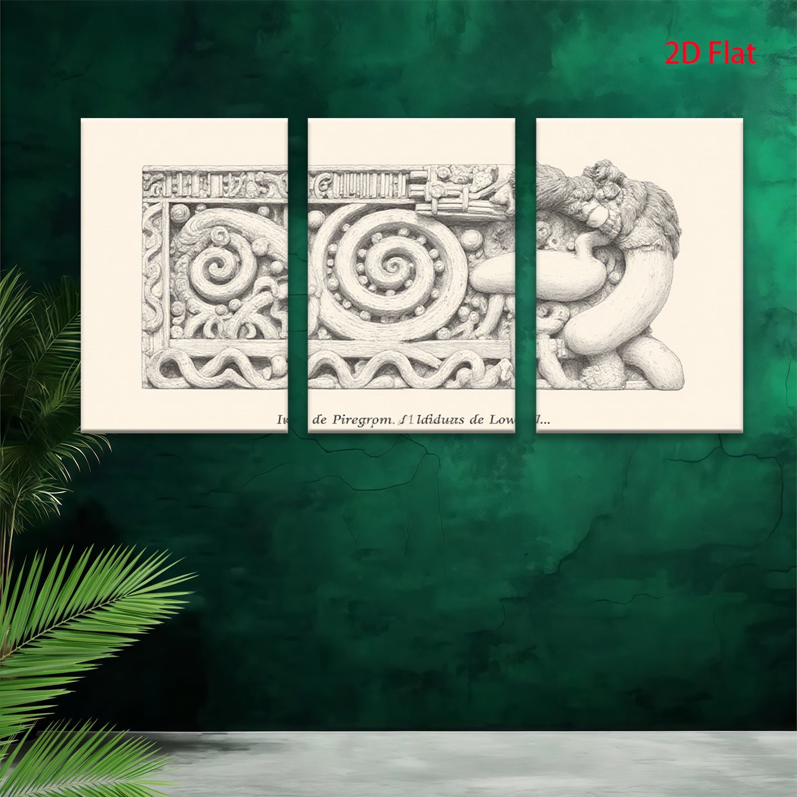 2D flat 1pc Ornate Carved Lion Head Frieze Wall Decor Gallery Wrapped Canvas Living Room Bedroom Home Accent Rustic Farmhouse Style Modern Minimalist