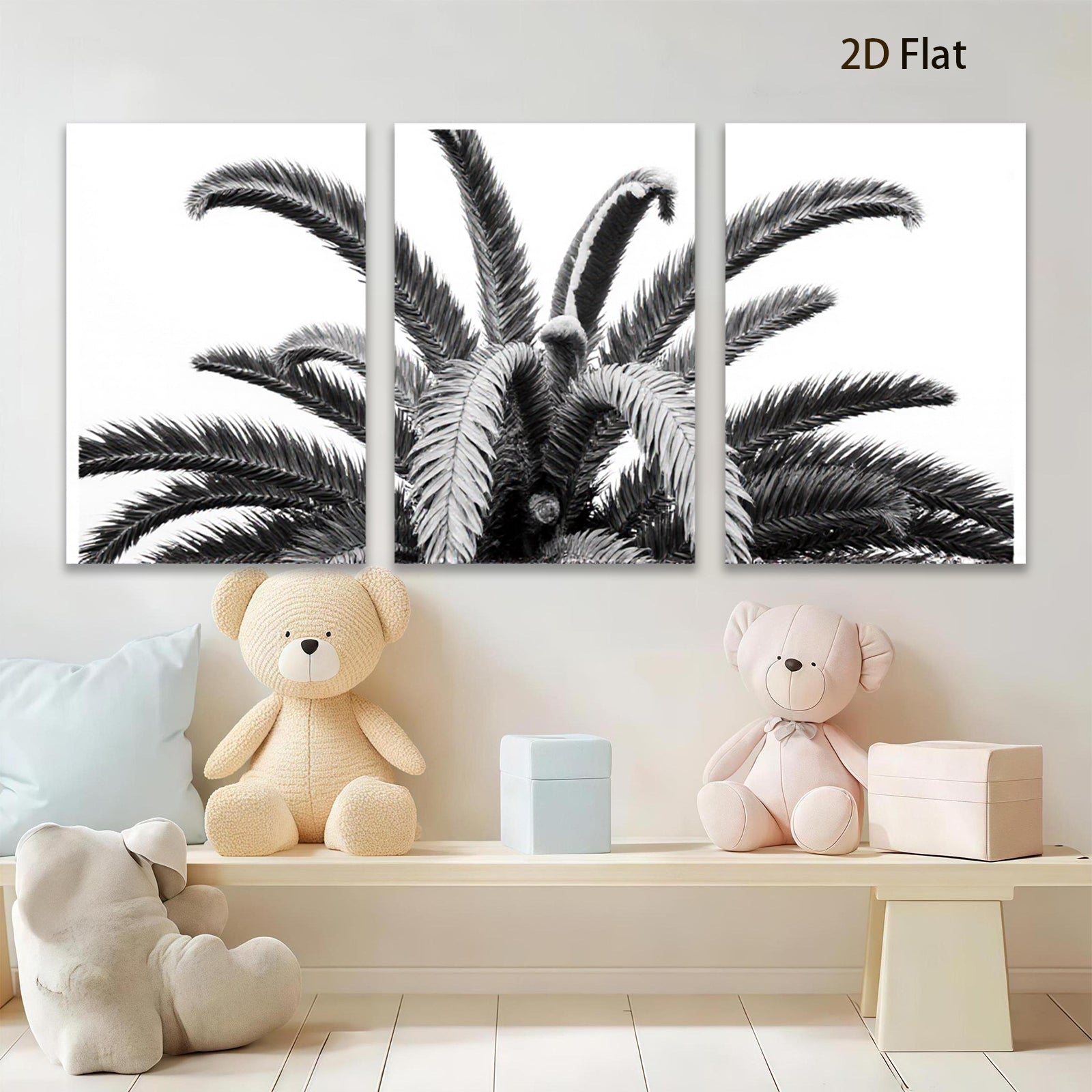 2D flat 1pc Palm Fronds Botanical Wall Art Living Room Bedroom Decor Modern Farmhouse Gallery Wrapped Canvas Prints Coastal Home Decor