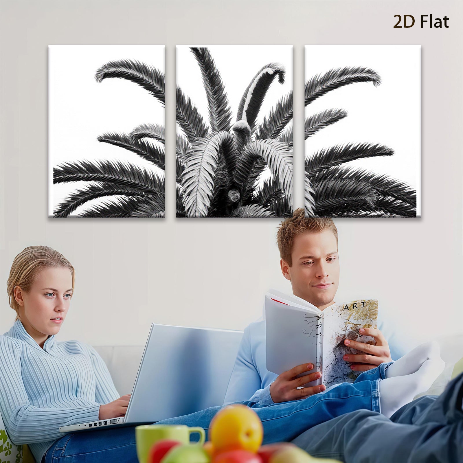 2D flat 1pc Palm Fronds Botanical Wall Art Living Room Bedroom Decor Modern Farmhouse Gallery Wrapped Canvas Prints Coastal Home Decor