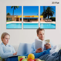 2D flat 1pc Palm Springs pool sunshine vibes modern wall art living room bedroom decor farmhouse style gallery wrapped canvas prints coastal retreat