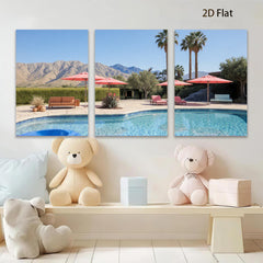 2D flat 1pc Palm Springs poolside retreat vibrant desert landscape living room bedroom gallery wall art modern farmhouse decor