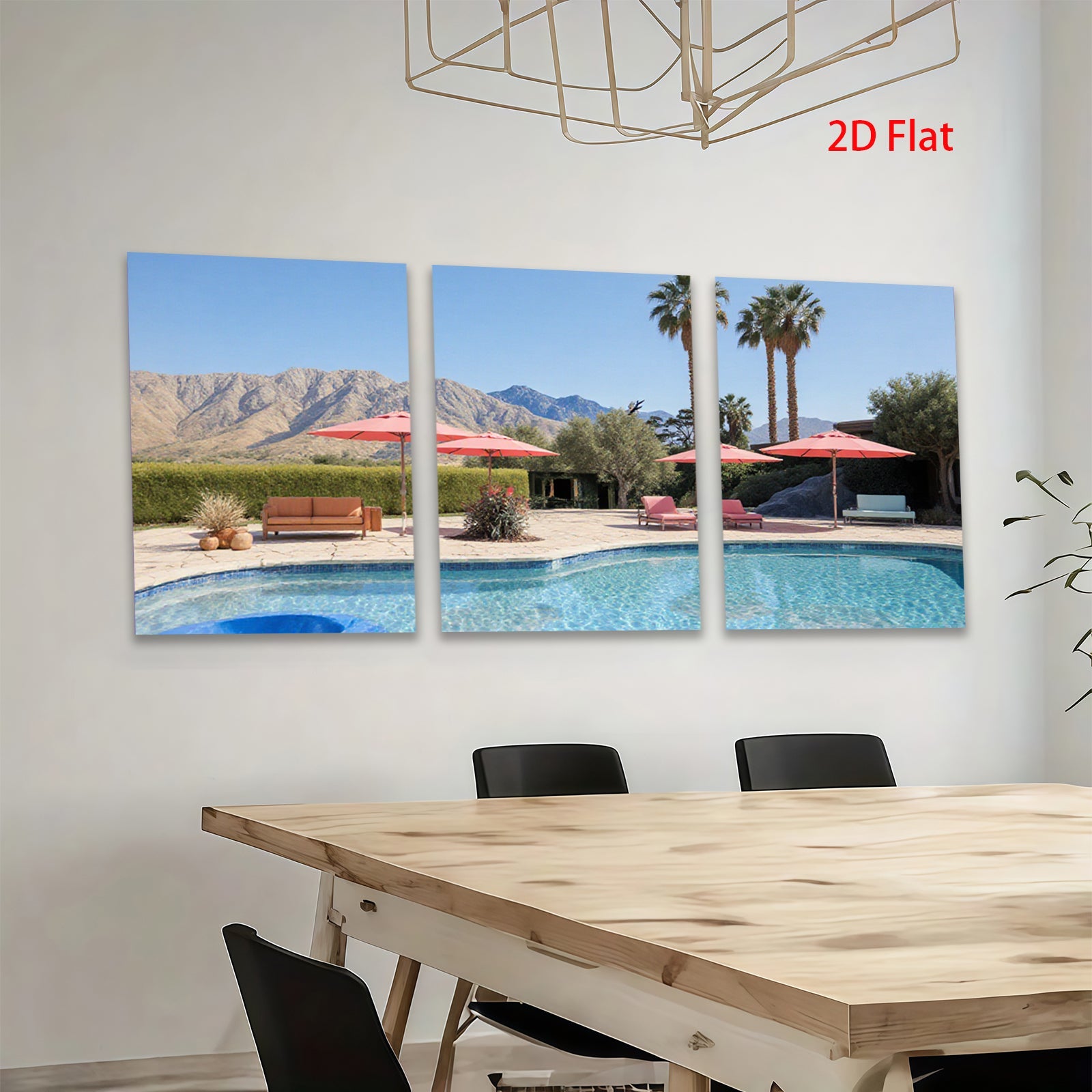 2D flat 1pc Palm Springs poolside retreat vibrant desert landscape living room bedroom gallery wall art modern farmhouse decor