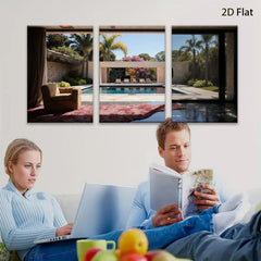 2D flat 1pc Palm Springs poolside view modern living room wall art for bedroom home decor farmhouse style gallery wrapped canvas prints