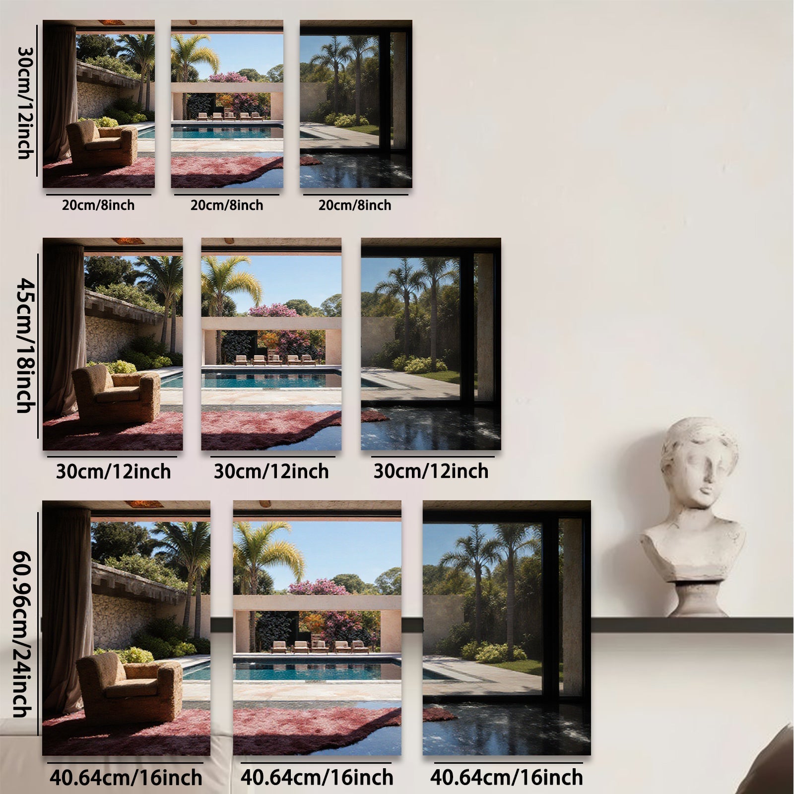 2D flat 1pc Palm Springs poolside view modern living room wall art for bedroom home decor farmhouse style gallery wrapped canvas prints