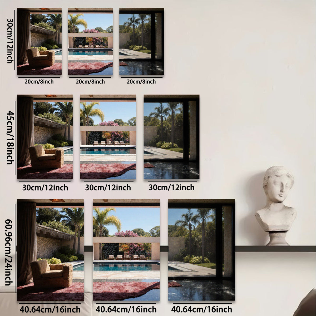 2D flat 1pc Palm Springs poolside view modern living room wall art for bedroom home decor farmhouse style gallery wrapped canvas prints