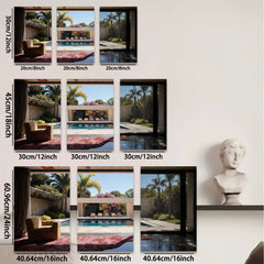 2D flat 1pc Palm Springs poolside view modern living room wall art for bedroom home decor farmhouse style gallery wrapped canvas prints