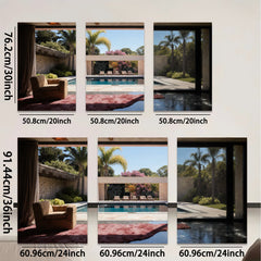 2D flat 1pc Palm Springs poolside view modern living room wall art for bedroom home decor farmhouse style gallery wrapped canvas prints