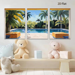 2D flat 1pc Palm Springs poolside vista brings sunny California vibes to living room bedroom bathroom gallery wall decor modern farmhouse style