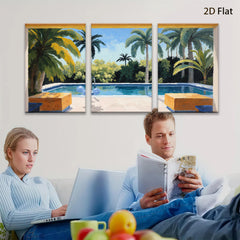 2D flat 1pc Palm Springs poolside vista brings sunny California vibes to living room bedroom bathroom gallery wall decor modern farmhouse style