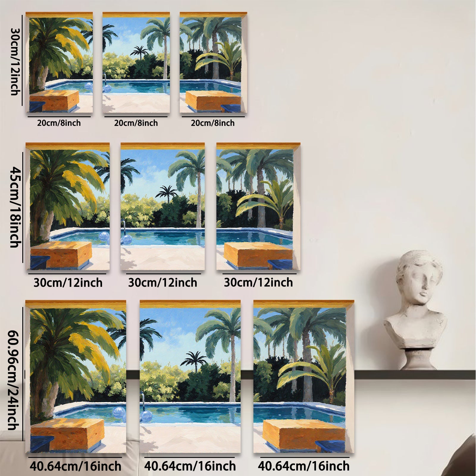 2D flat 1pc Palm Springs poolside vista brings sunny California vibes to living room bedroom bathroom gallery wall decor modern farmhouse style