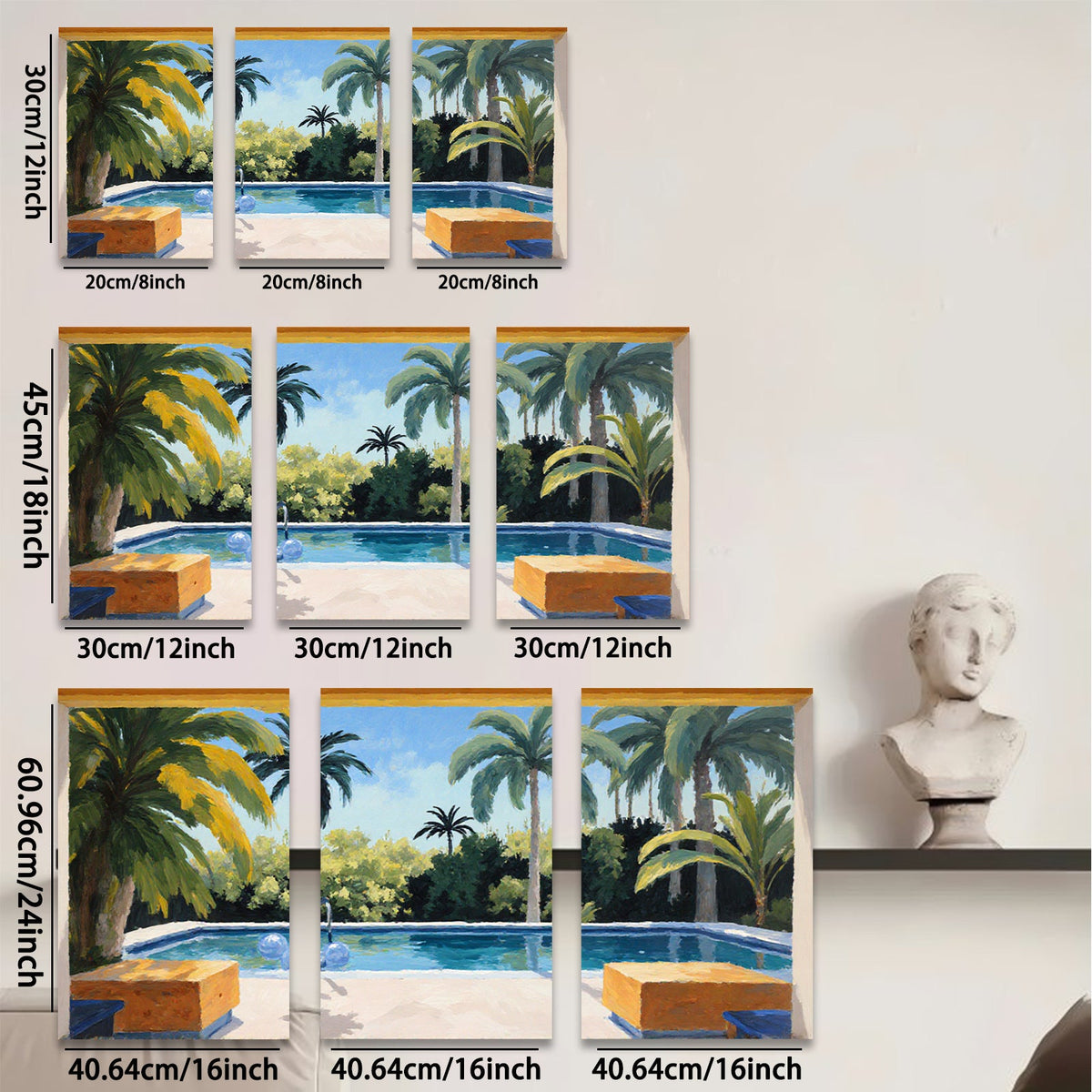 2D flat 1pc Palm Springs poolside vista brings sunny California vibes to living room bedroom bathroom gallery wall decor modern farmhouse style