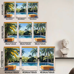 2D flat 1pc Palm Springs poolside vista brings sunny California vibes to living room bedroom bathroom gallery wall decor modern farmhouse style