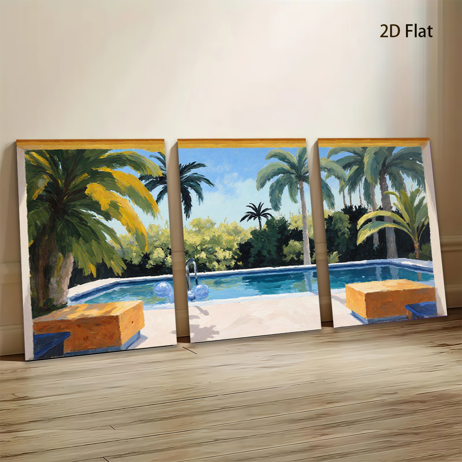 2D flat 1pc Palm Springs poolside vista brings sunny California vibes to living room bedroom bathroom gallery wall decor modern farmhouse style