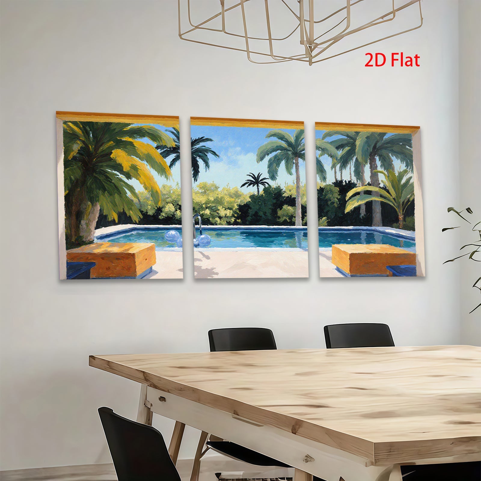 2D flat 1pc Palm Springs poolside vista brings sunny California vibes to living room bedroom bathroom gallery wall decor modern farmhouse style