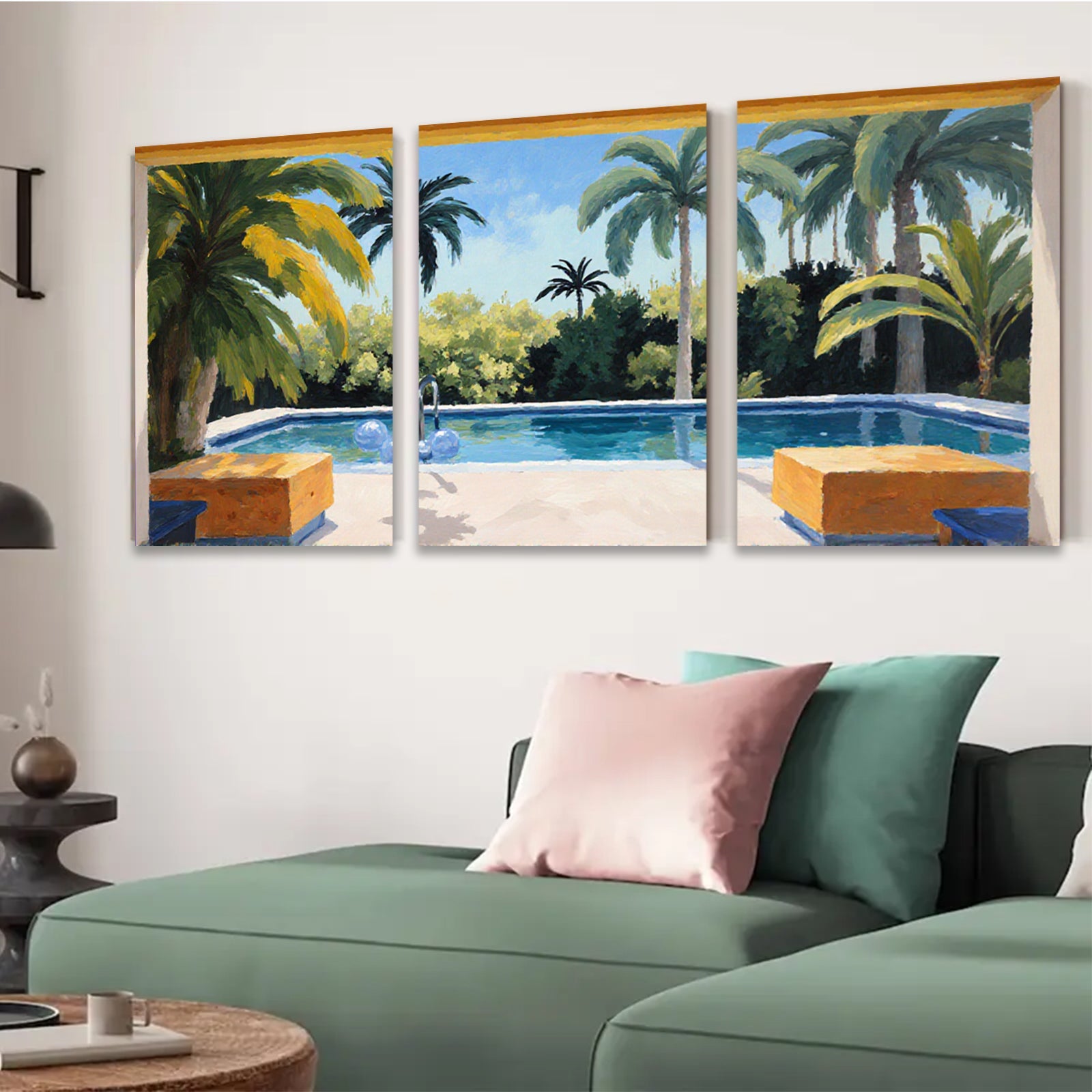 2D flat 1pc Palm Springs poolside vista brings sunny California vibes to living room bedroom bathroom gallery wall decor modern farmhouse style