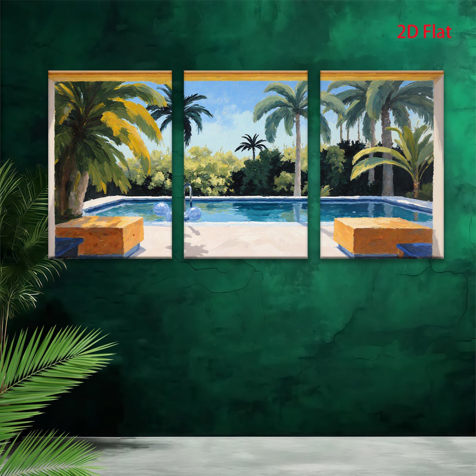 2D flat 1pc Palm Springs poolside vista brings sunny California vibes to living room bedroom bathroom gallery wall decor modern farmhouse style