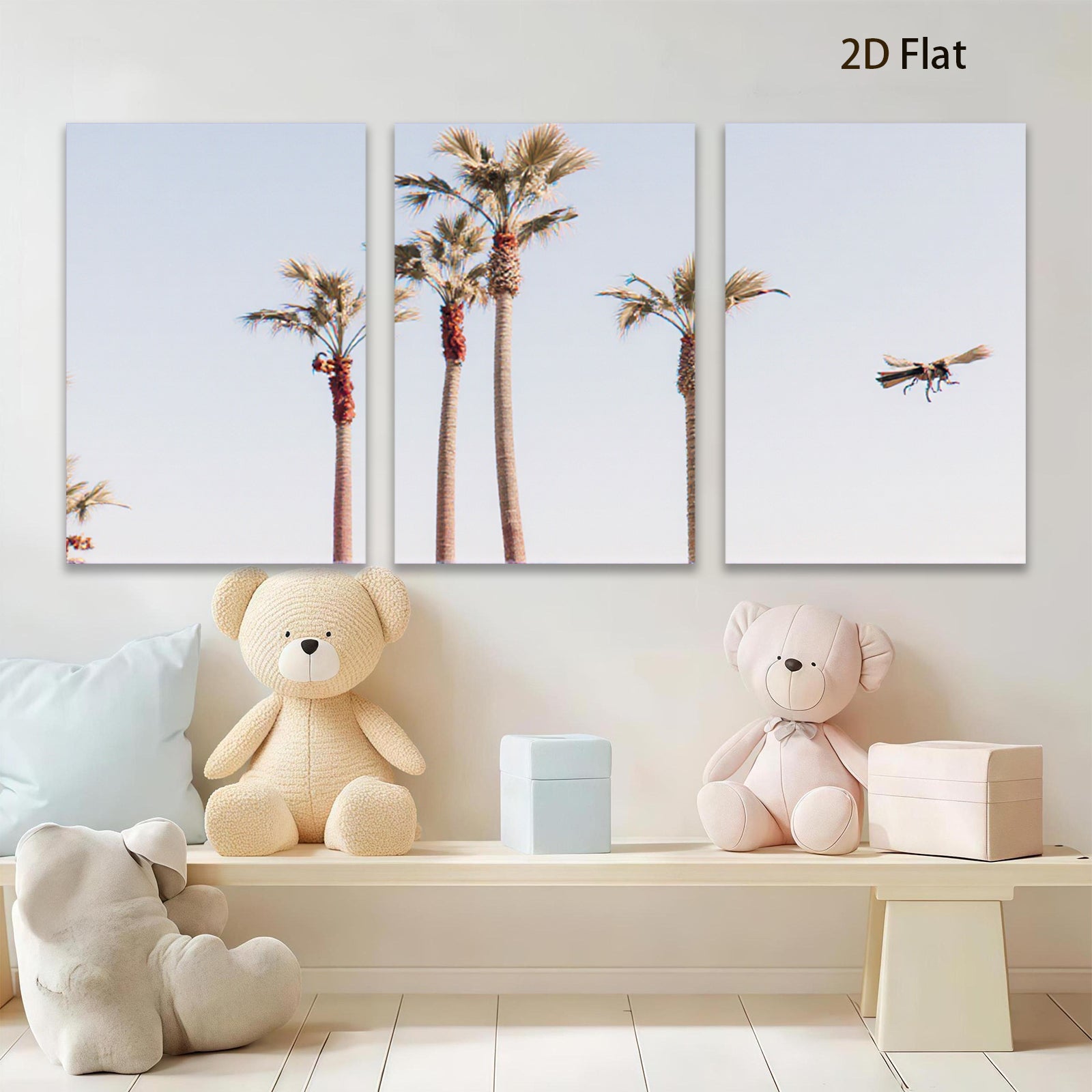 2D flat 1pc Palm Trees Desert Landscape Wall Art Canvas Prints for Living Room Bedroom Home Decor Modern Farmhouse Style Gallery Wrapped Ready to Hang