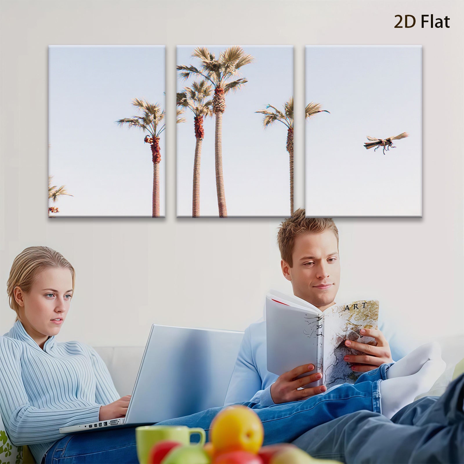2D flat 1pc Palm Trees Desert Landscape Wall Art Canvas Prints for Living Room Bedroom Home Decor Modern Farmhouse Style Gallery Wrapped Ready to Hang
