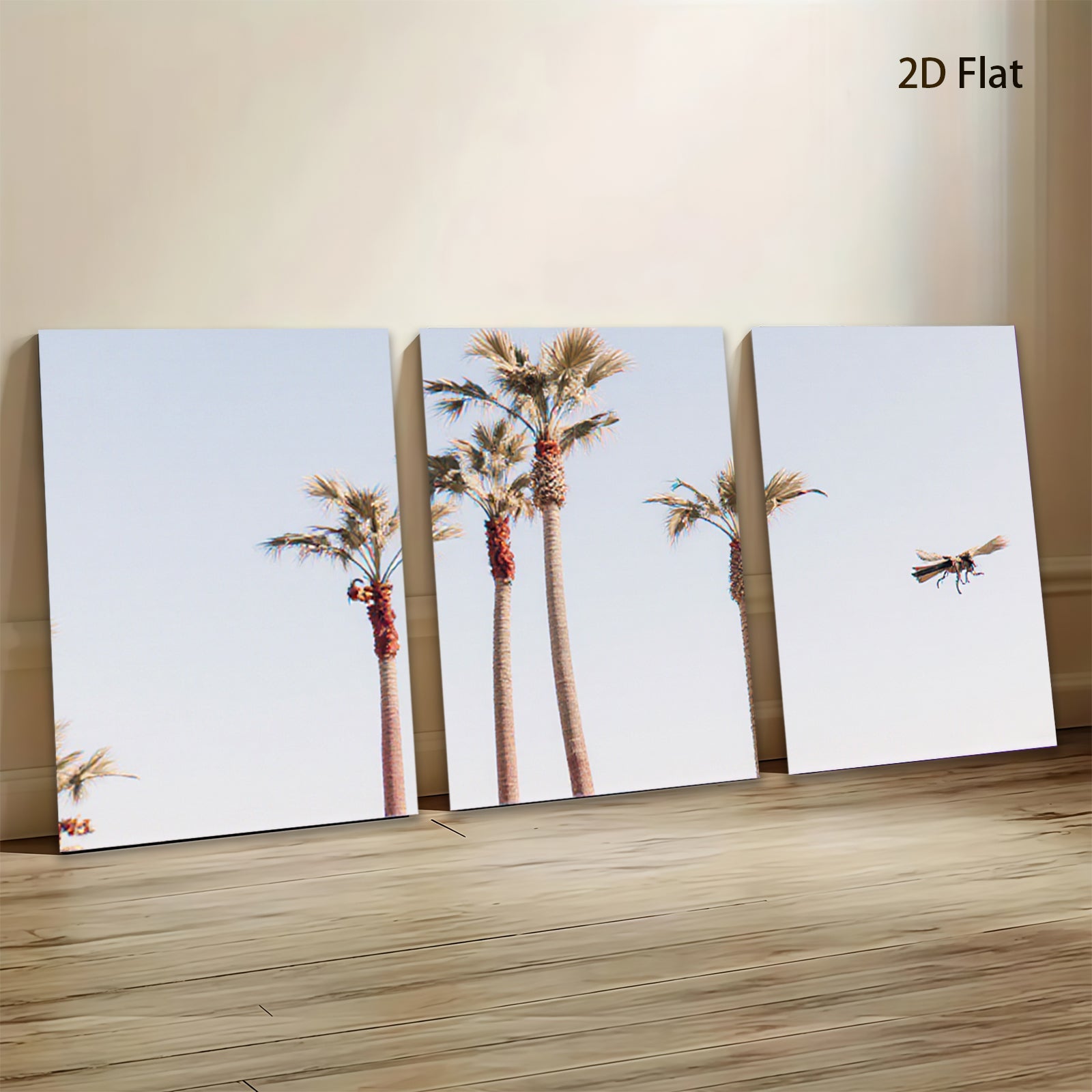 2D flat 1pc Palm Trees Desert Landscape Wall Art Canvas Prints for Living Room Bedroom Home Decor Modern Farmhouse Style Gallery Wrapped Ready to Hang