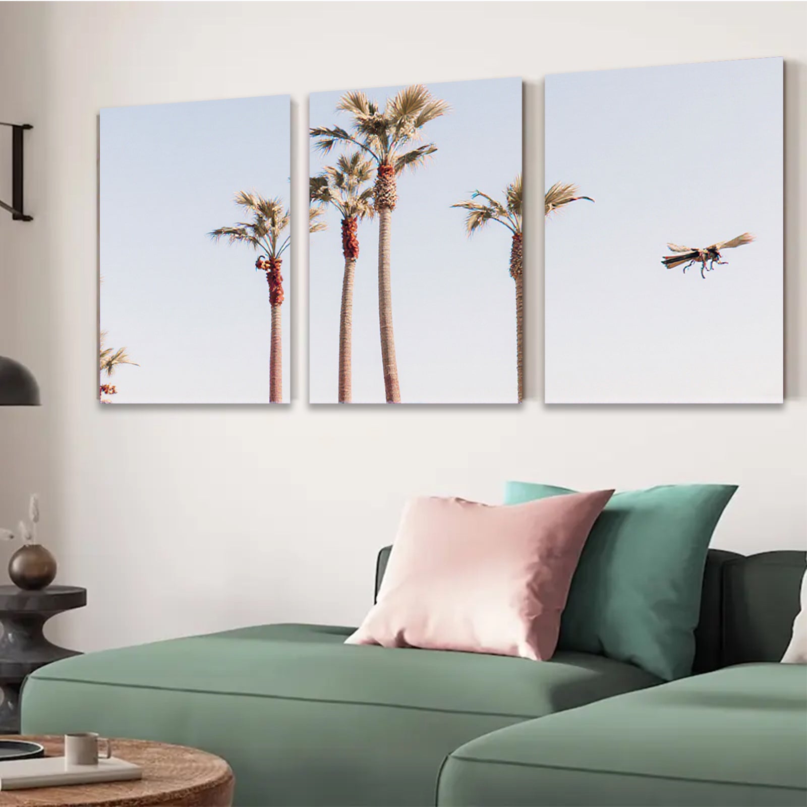 2D flat 1pc Palm Trees Desert Landscape Wall Art Canvas Prints for Living Room Bedroom Home Decor Modern Farmhouse Style Gallery Wrapped Ready to Hang