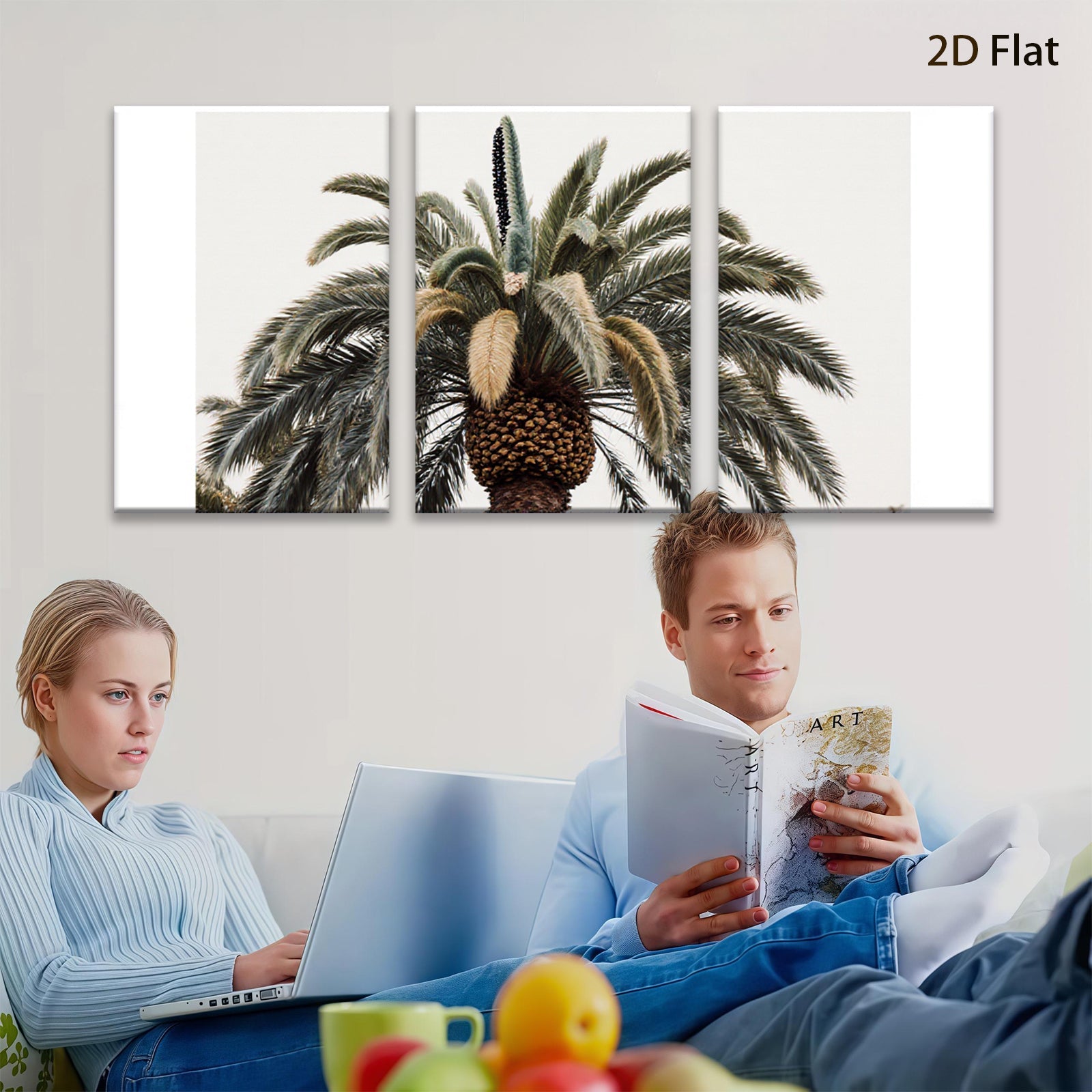 2D flat 1pc Palm tree fronds lush botanical wall art bedroom living room farmhouse modern gallery wrapped canvas print