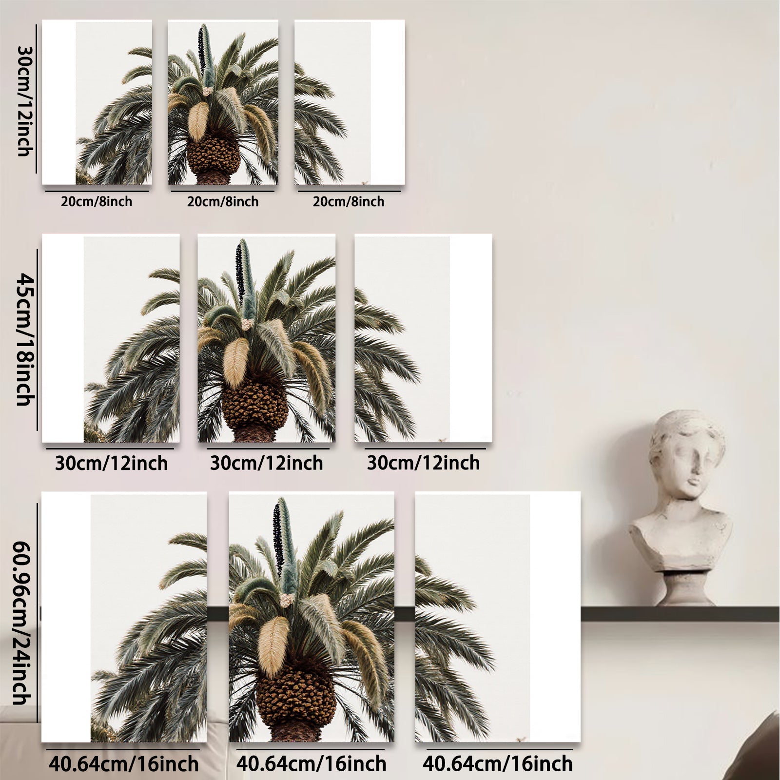 2D flat 1pc Palm tree fronds lush botanical wall art bedroom living room farmhouse modern gallery wrapped canvas print