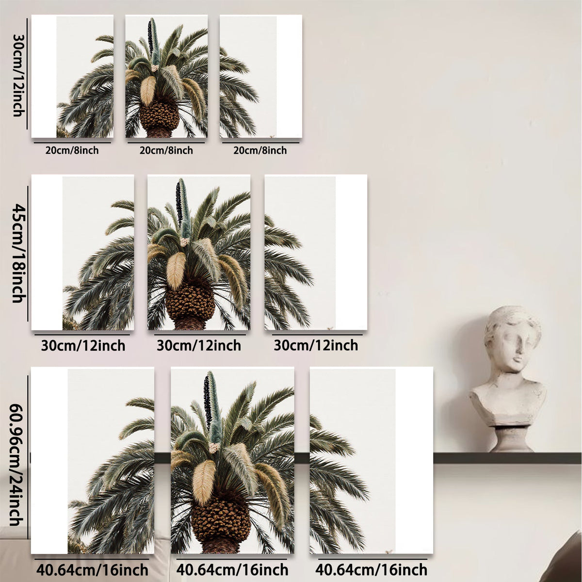 2D flat 1pc Palm tree fronds lush botanical wall art bedroom living room farmhouse modern gallery wrapped canvas print