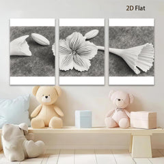 2D flat 1pc Paper Flower Bloom Botanical Wall Art Study Room Living Room Gallery Wrapped Canvas Modern Farmhouse Decor