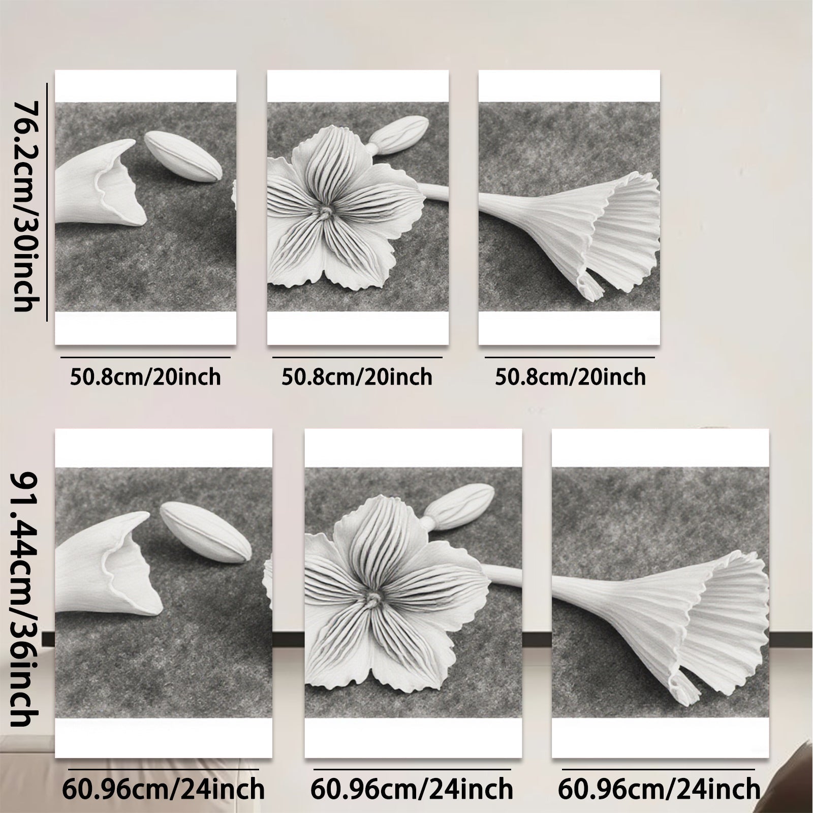 2D flat 1pc Paper Flower Bloom Botanical Wall Art Study Room Living Room Gallery Wrapped Canvas Modern Farmhouse Decor