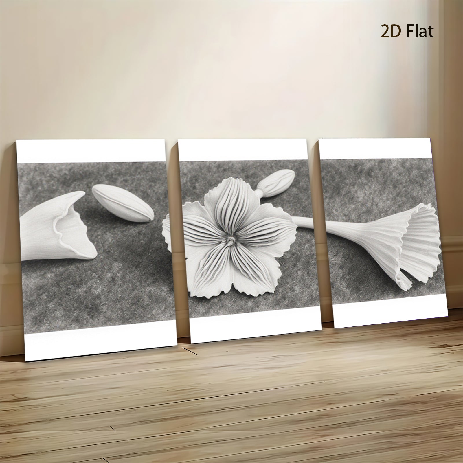 2D flat 1pc Paper Flower Bloom Botanical Wall Art Study Room Living Room Gallery Wrapped Canvas Modern Farmhouse Decor
