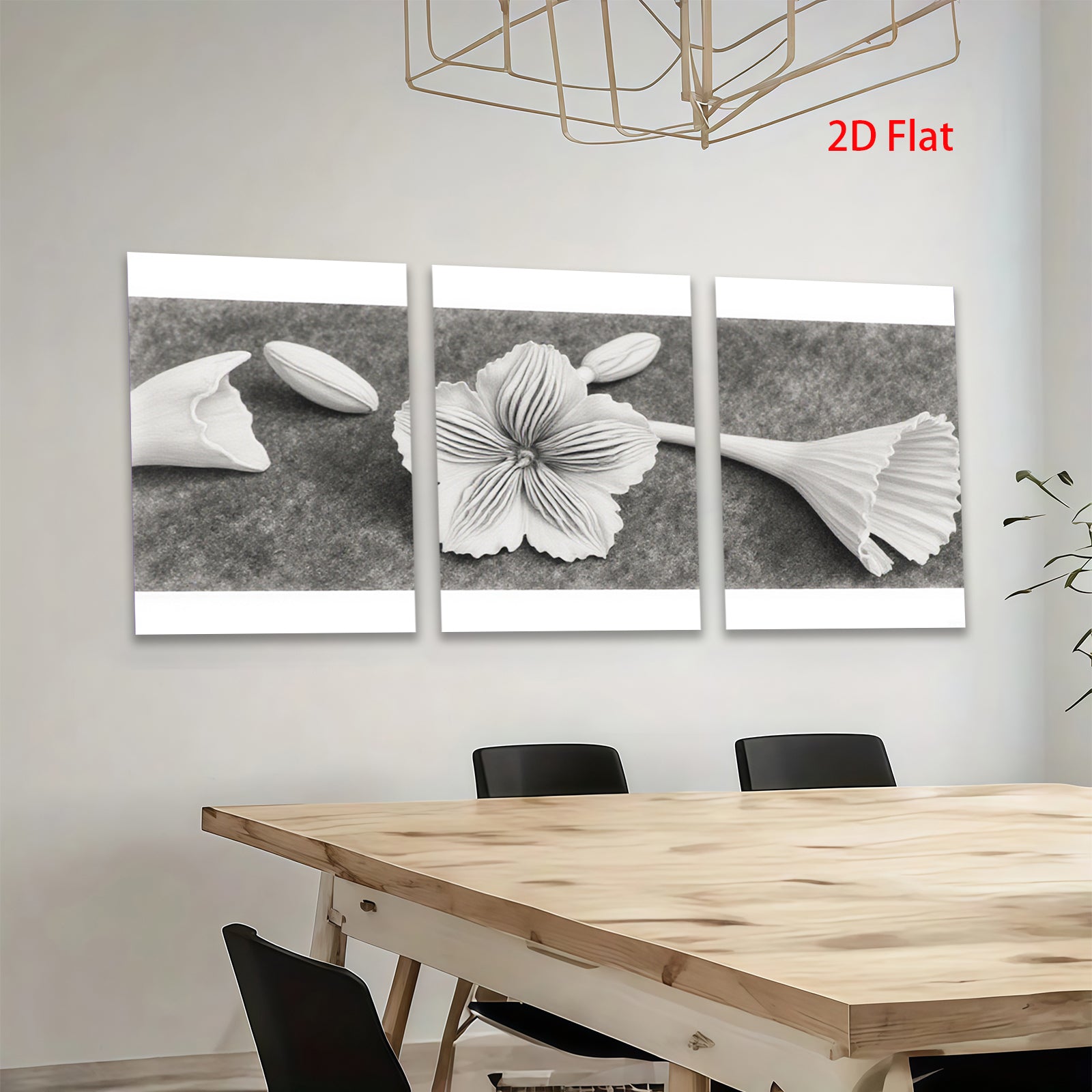 2D flat 1pc Paper Flower Bloom Botanical Wall Art Study Room Living Room Gallery Wrapped Canvas Modern Farmhouse Decor