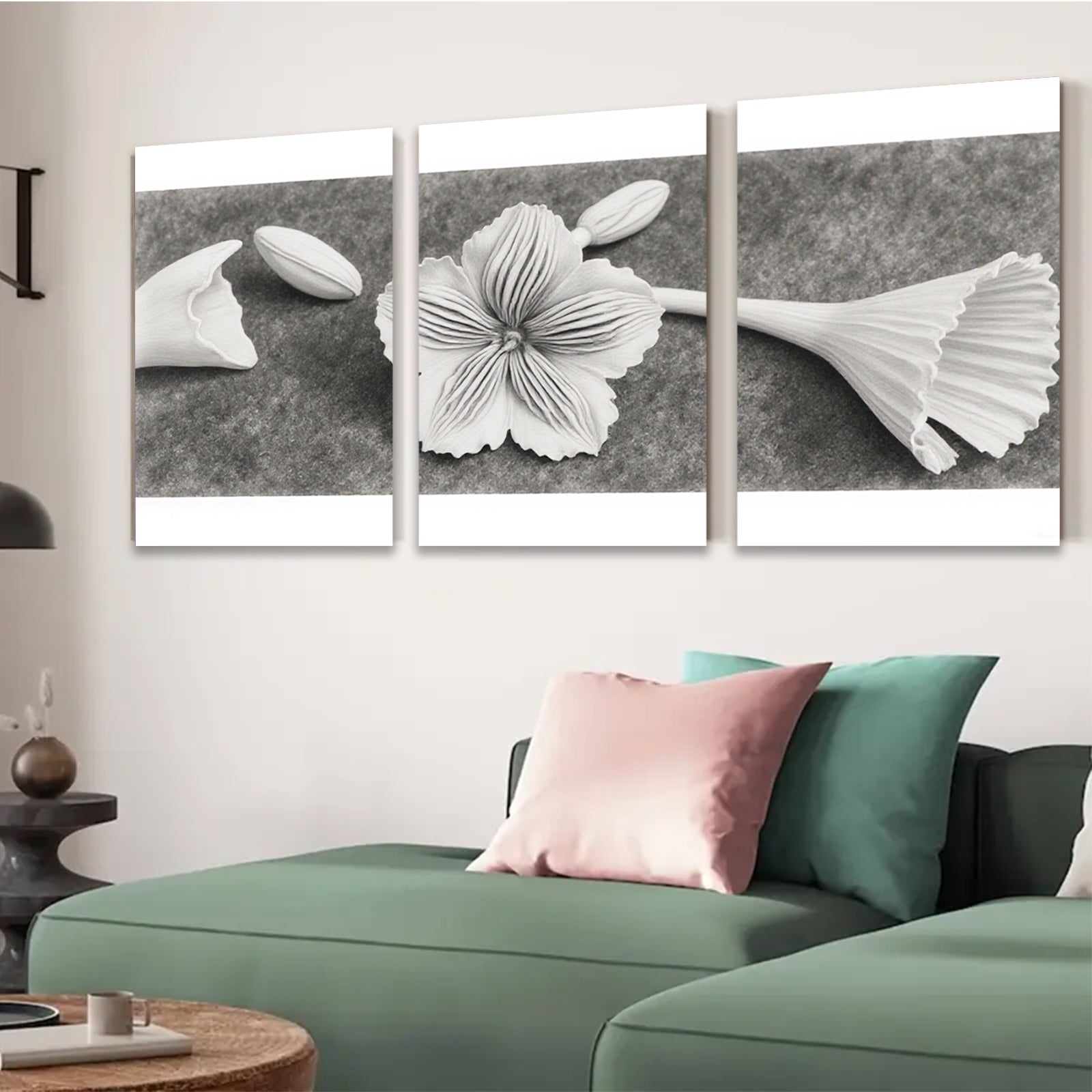 2D flat 1pc Paper Flower Bloom Botanical Wall Art Study Room Living Room Gallery Wrapped Canvas Modern Farmhouse Decor