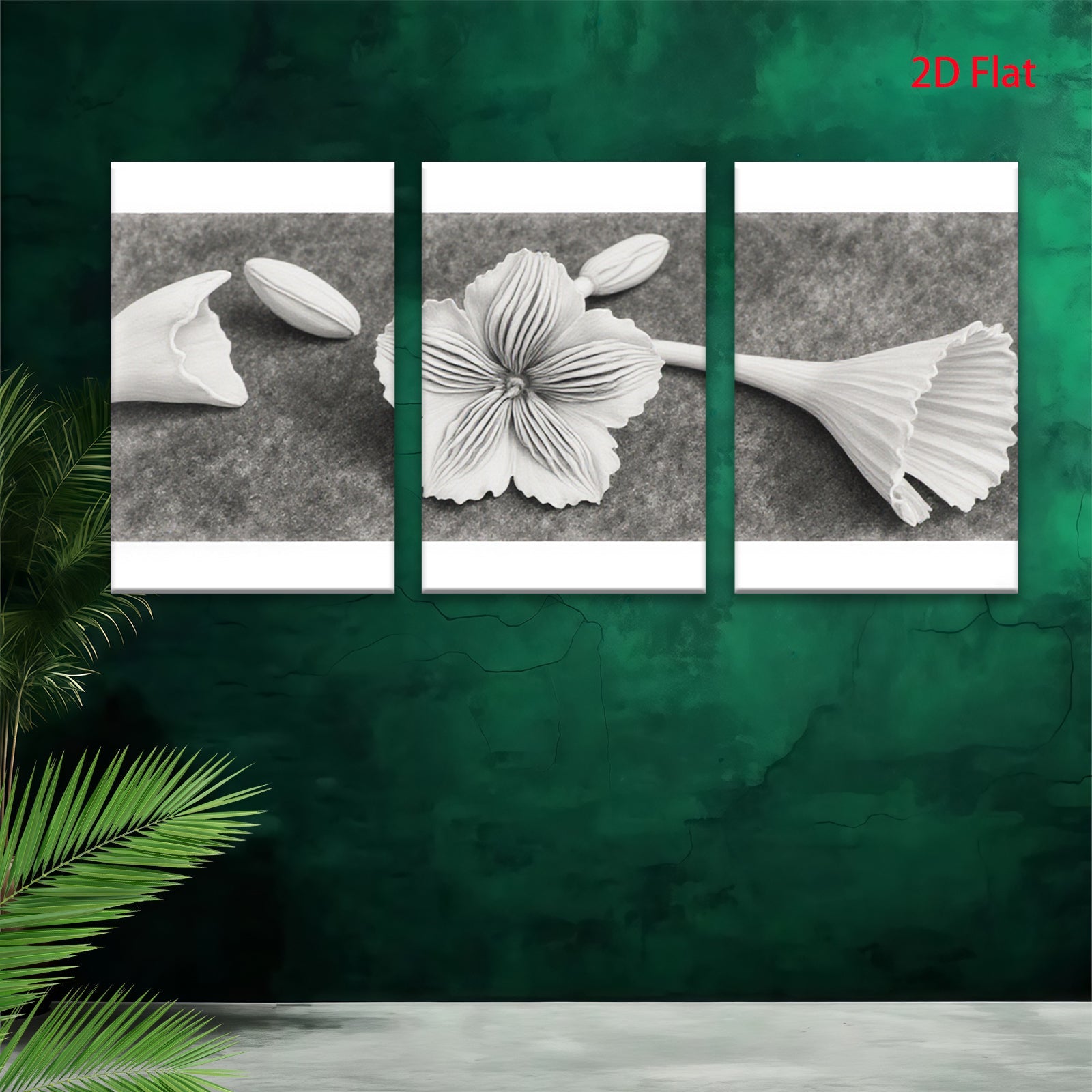 2D flat 1pc Paper Flower Bloom Botanical Wall Art Study Room Living Room Gallery Wrapped Canvas Modern Farmhouse Decor