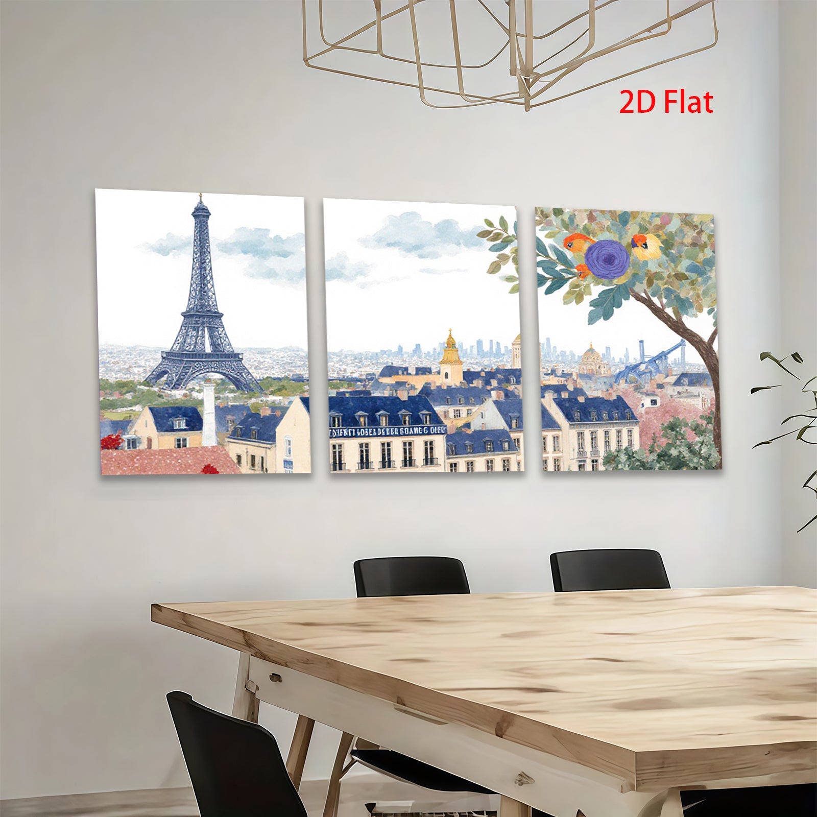 2D flat 1pc Paris Cityscape Wall Art Beautiful French Tower Scene Living Room Bedroom Decor Modern Farmhouse Style Canvas Prints for Home Gallery Wrapped