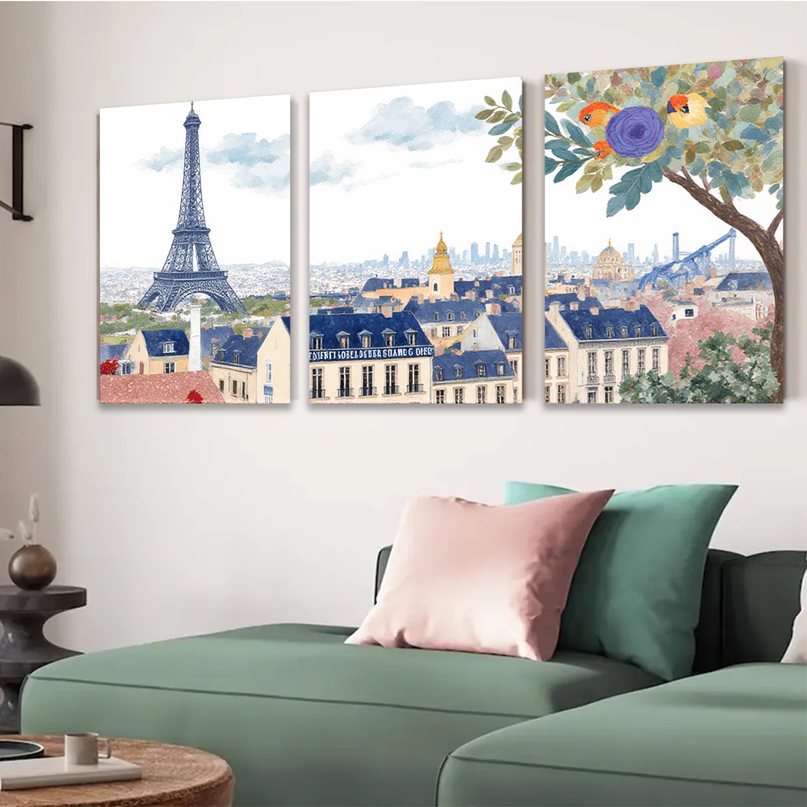 2D flat 1pc Paris Cityscape Wall Art Beautiful French Tower Scene Living Room Bedroom Decor Modern Farmhouse Style Canvas Prints for Home Gallery Wrapped