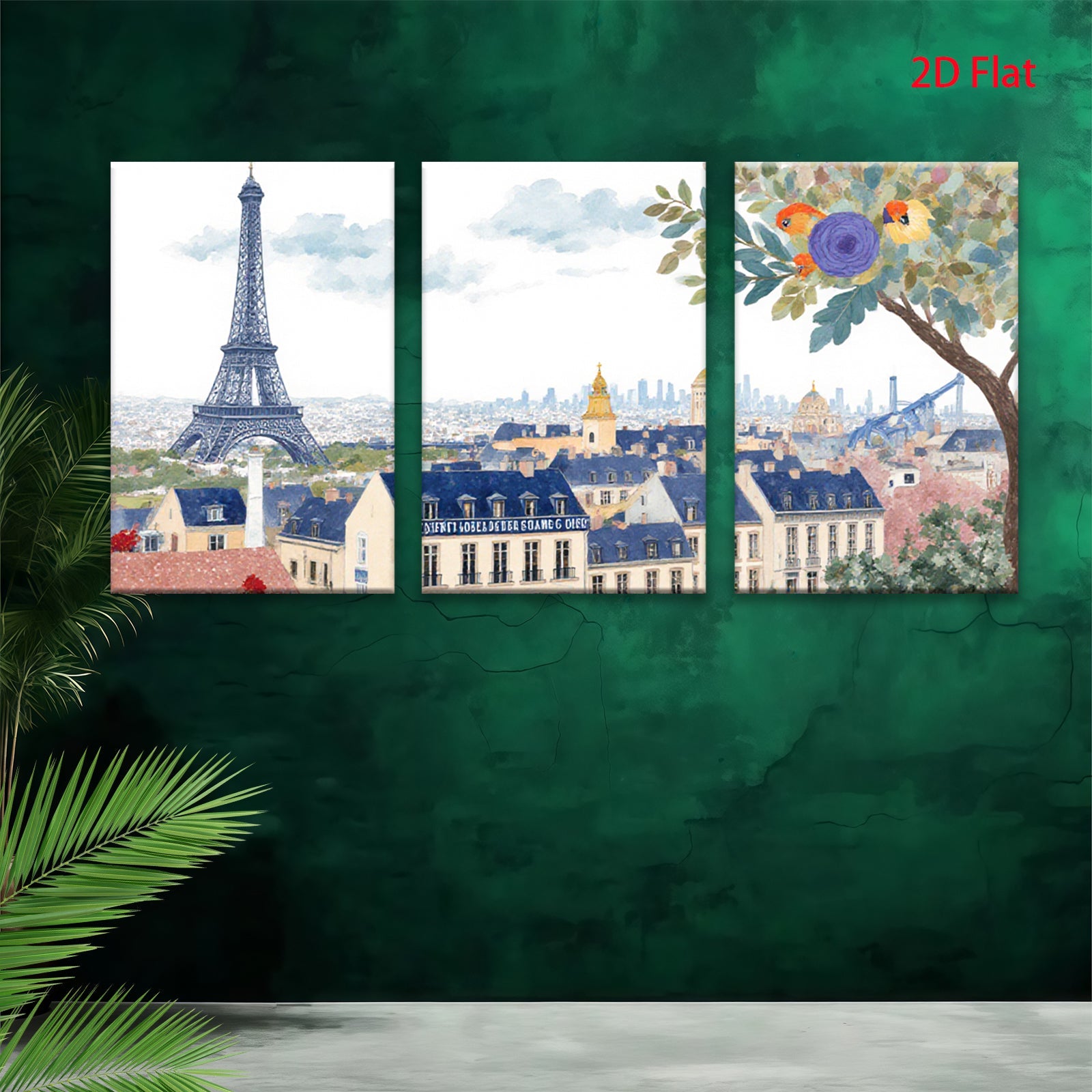 2D flat 1pc Paris Cityscape Wall Art Beautiful French Tower Scene Living Room Bedroom Decor Modern Farmhouse Style Canvas Prints for Home Gallery Wrapped
