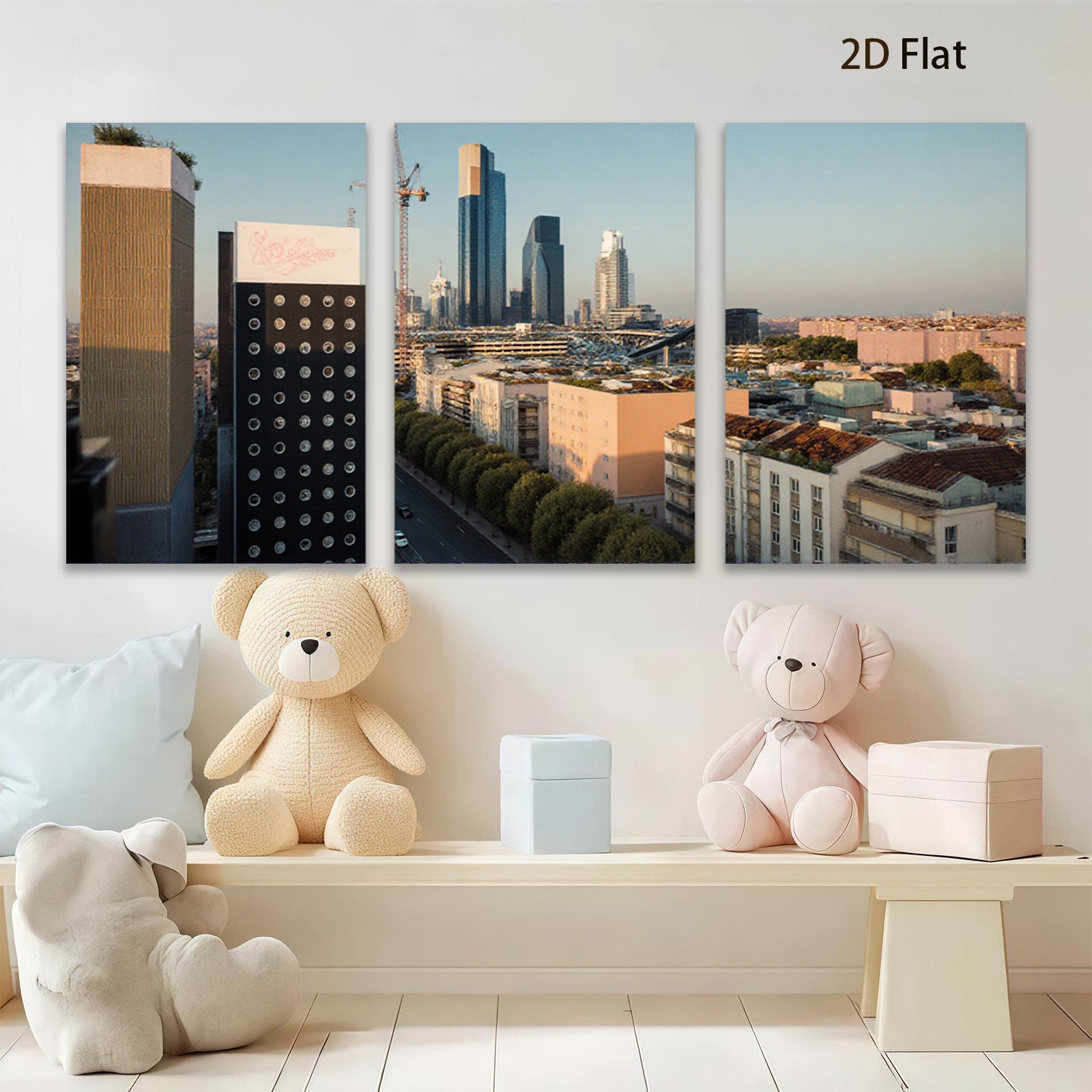 2D flat 1pc Paris Skyline Cityscape Modern Wall Art Living Room Bedroom Decor Home Office Canvas Prints Farmhouse Style Teal Blue Gray
