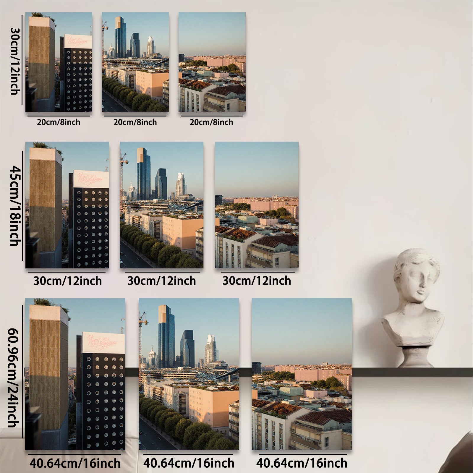 2D flat 1pc Paris Skyline Cityscape Modern Wall Art Living Room Bedroom Decor Home Office Canvas Prints Farmhouse Style Teal Blue Gray