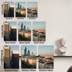 2D flat 1pc Paris Skyline Cityscape Modern Wall Art Living Room Bedroom Decor Home Office Canvas Prints Farmhouse Style Teal Blue Gray