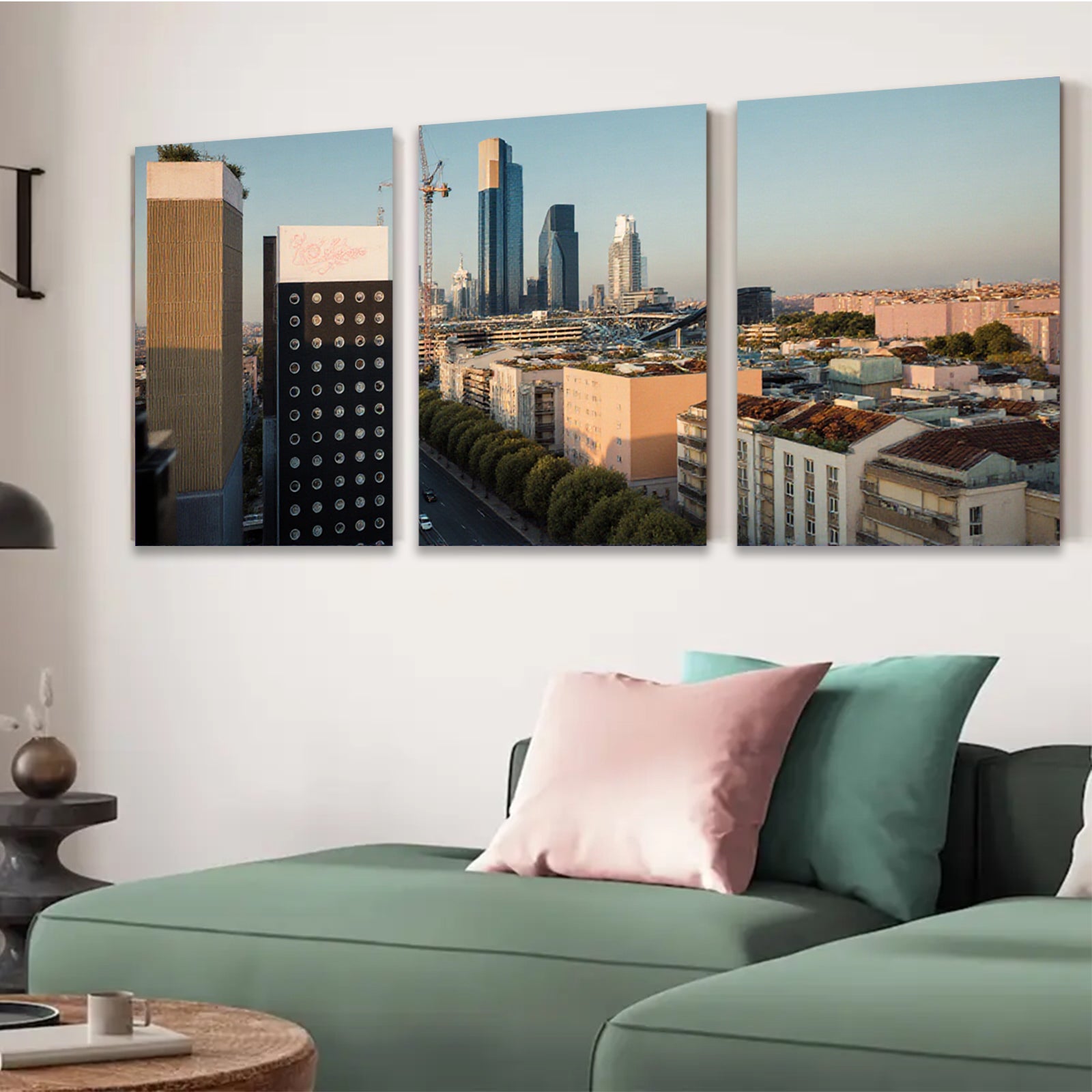 2D flat 1pc Paris Skyline Cityscape Modern Wall Art Living Room Bedroom Decor Home Office Canvas Prints Farmhouse Style Teal Blue Gray
