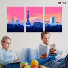2D flat 1pc Paris skyline modern city art wall decor for living room bedroom office canvas prints farmhouse style inspirational artwork statement piece gallery wrapped