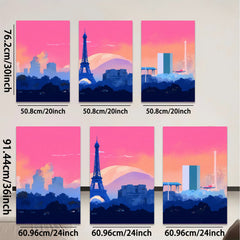 2D flat 1pc Paris skyline modern city art wall decor for living room bedroom office canvas prints farmhouse style inspirational artwork statement piece gallery wrapped