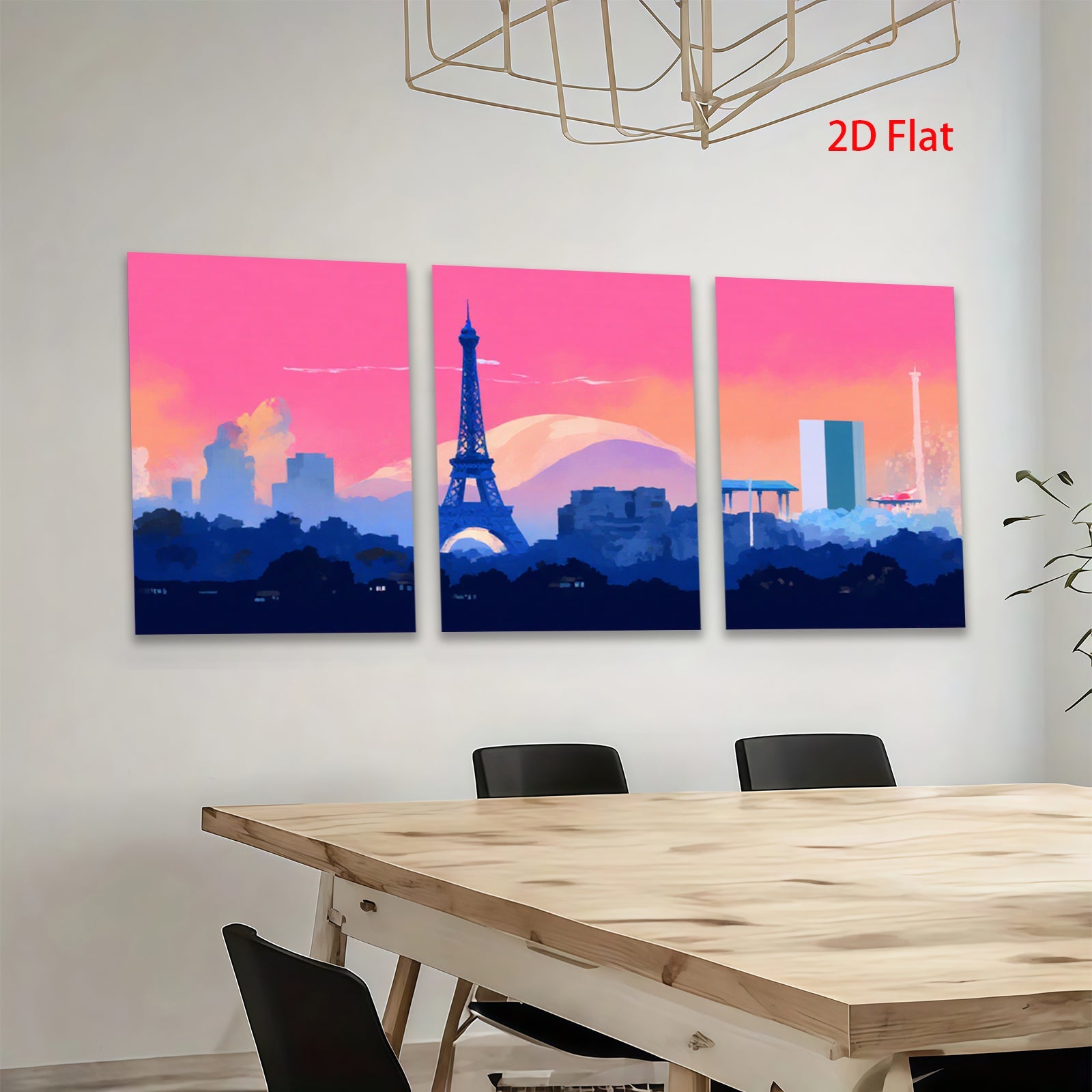 2D flat 1pc Paris skyline modern city art wall decor for living room bedroom office canvas prints farmhouse style inspirational artwork statement piece gallery wrapped