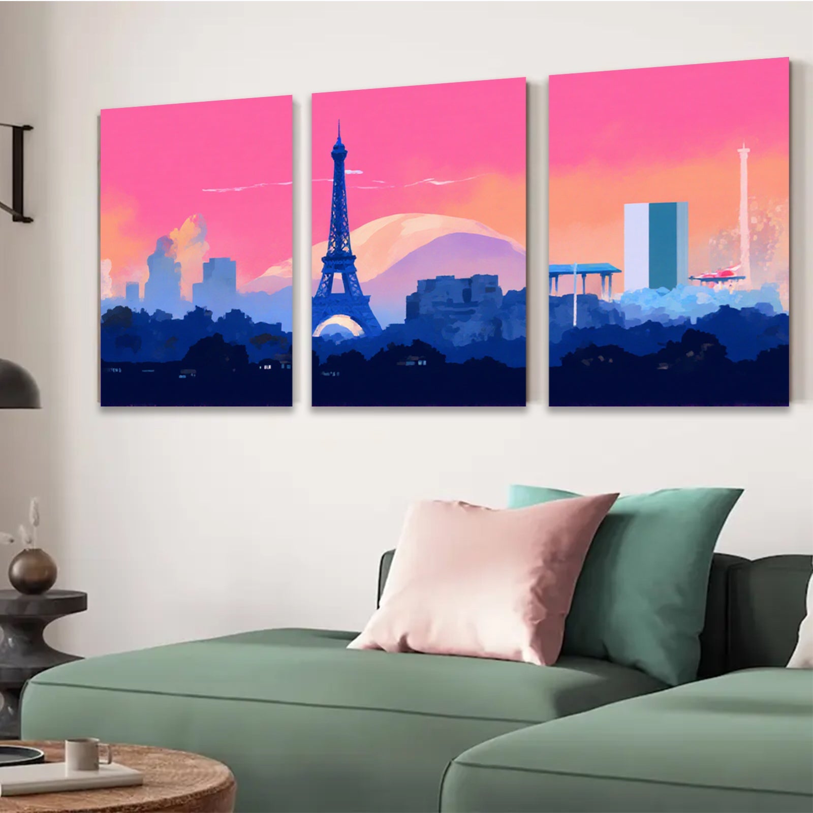2D flat 1pc Paris skyline modern city art wall decor for living room bedroom office canvas prints farmhouse style inspirational artwork statement piece gallery wrapped