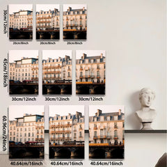 2D flat 1pc Parisian Bridge Scene Historic European Cityscape Wall Art Living Room Bedroom Decor Modern Farmhouse Aesthetic Gallery Wrapped Canvas Print Ready to Hang