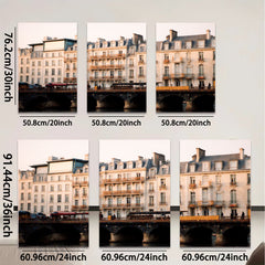 2D flat 1pc Parisian Bridge Scene Historic European Cityscape Wall Art Living Room Bedroom Decor Modern Farmhouse Aesthetic Gallery Wrapped Canvas Print Ready to Hang