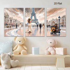 2D flat 1pc Parisian Romance Street Musician Canvas Wall Art for Living Room Bedroom Home Decor Modern Farmhouse Style Gallery Wrapped Ready to Hang