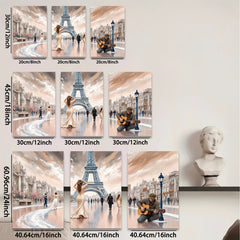 2D flat 1pc Parisian Romance Street Musician Canvas Wall Art for Living Room Bedroom Home Decor Modern Farmhouse Style Gallery Wrapped Ready to Hang