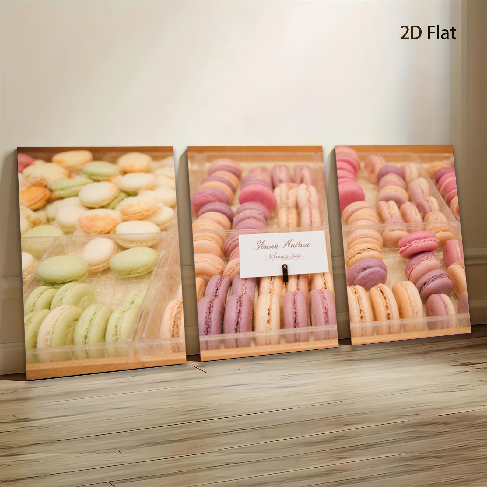 2D flat 1pc Pastel Macarons Delightful Bakery Treats Kitchen Dining Room Wall Decor Farmhouse Style Modern Minimalist Art