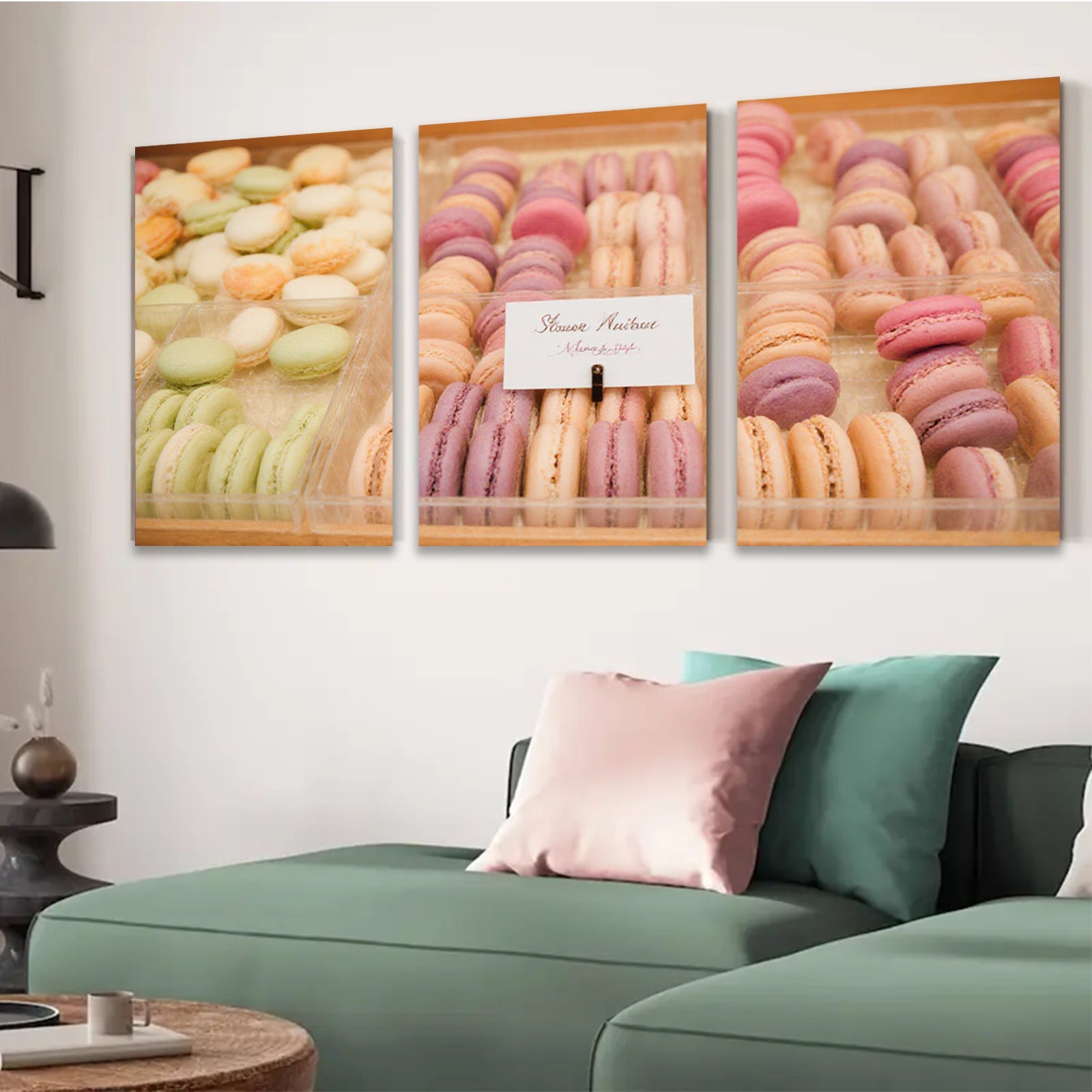 2D flat 1pc Pastel Macarons Delightful Bakery Treats Kitchen Dining Room Wall Decor Farmhouse Style Modern Minimalist Art